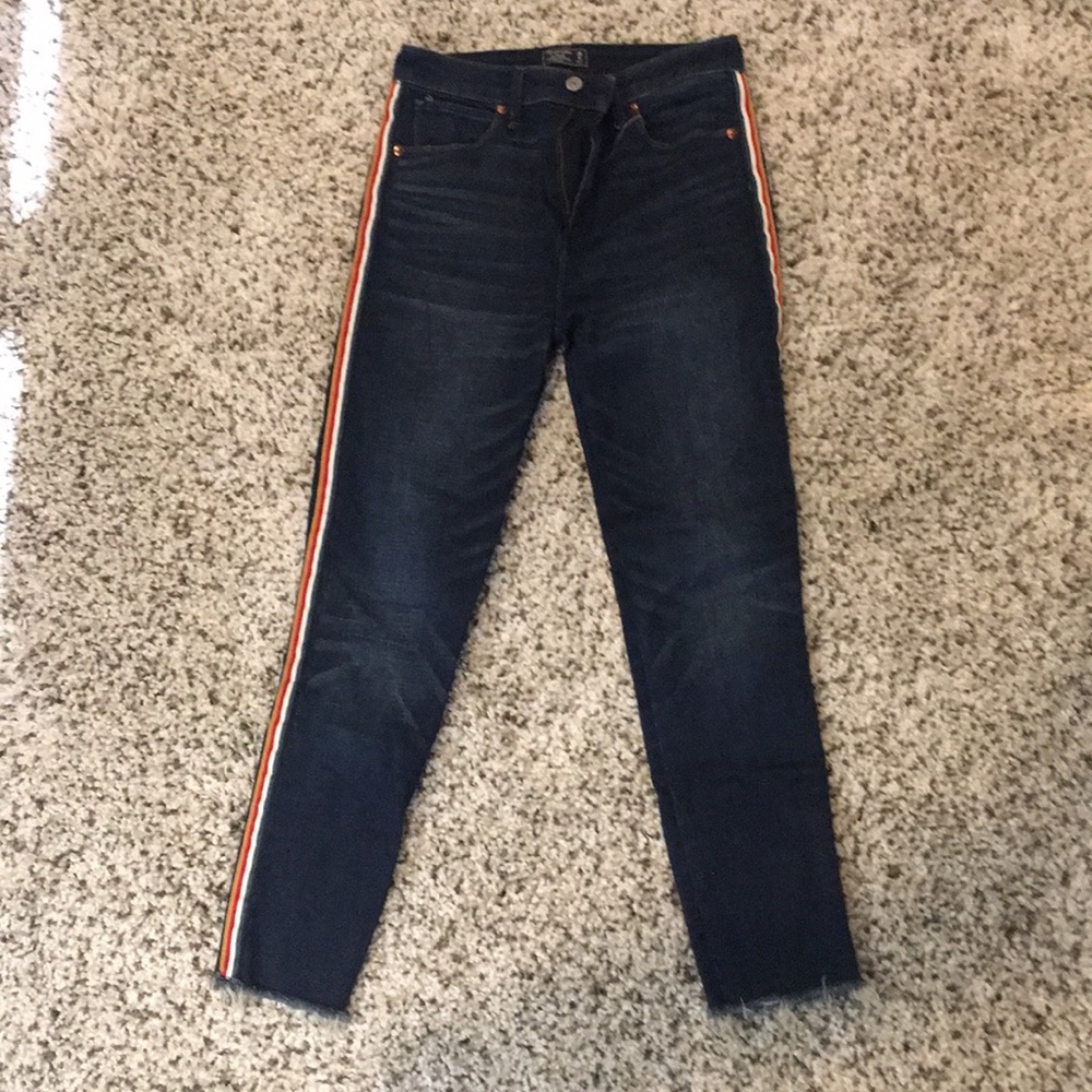 Abercrombie and Fitch high rise dark blue jeans
